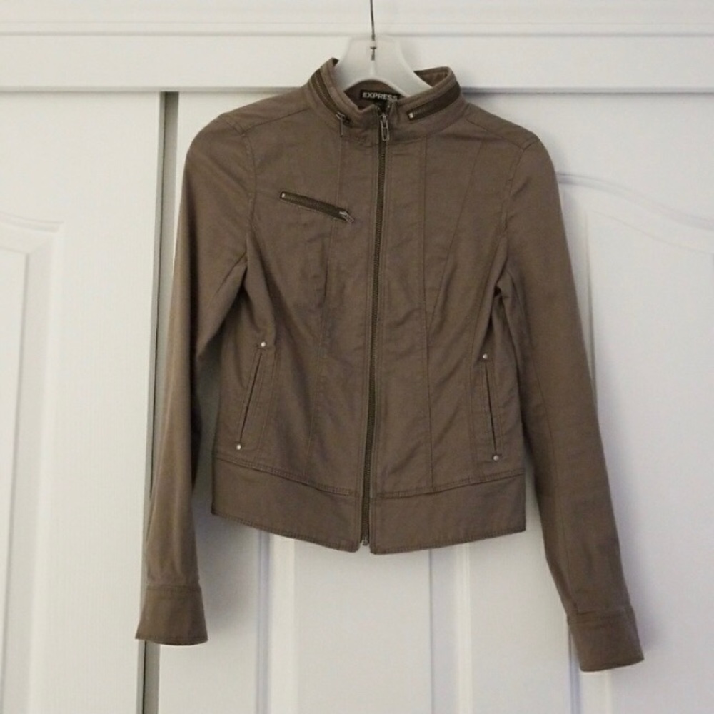 EXPRESS Moto Jacket Brown Taupe
